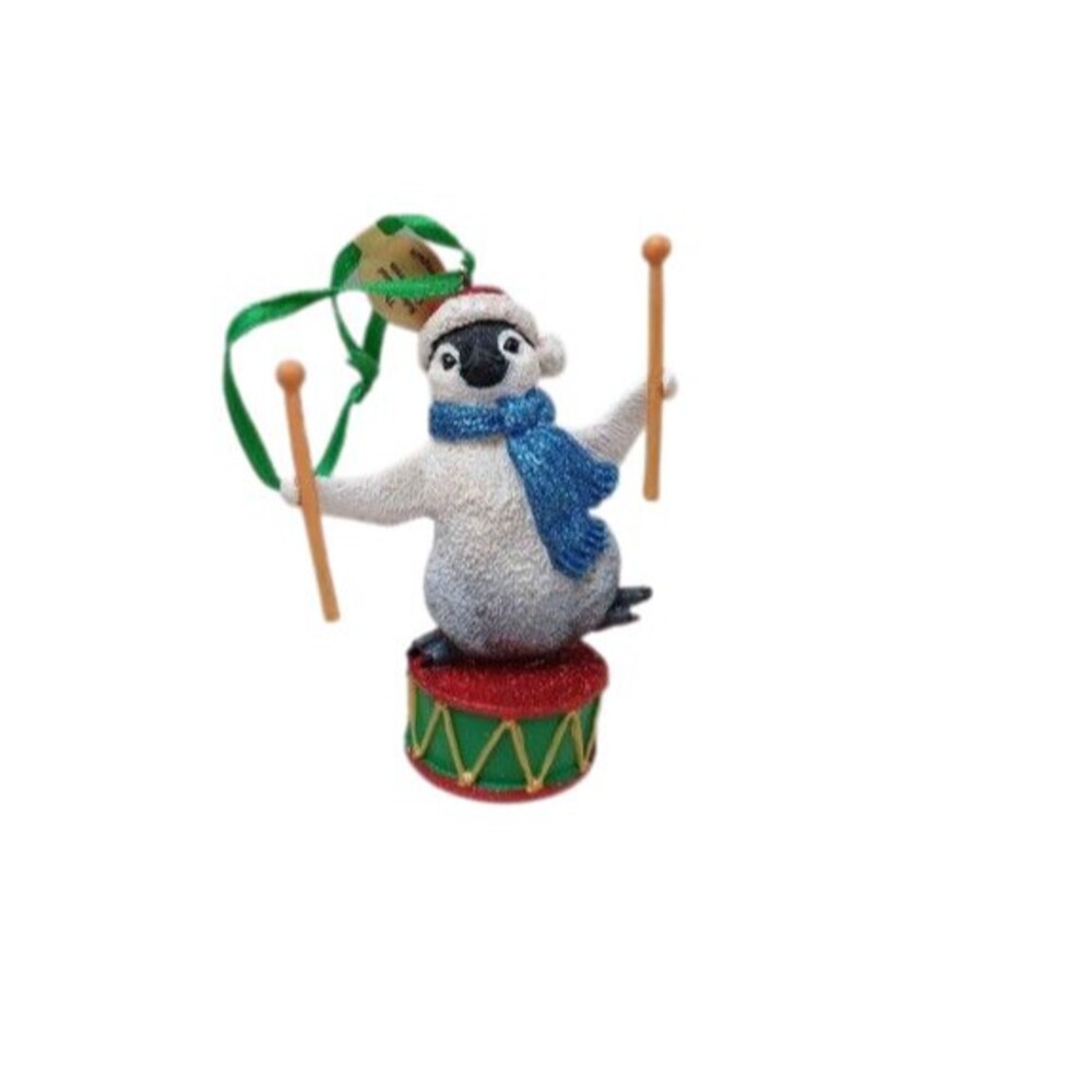 The Danbury Mint Christmas Baby Animal Ornament Collection Penguin Drummer Drum